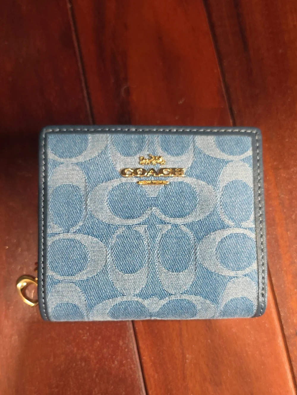 Coach Snap Wallet In Gold/Indigo